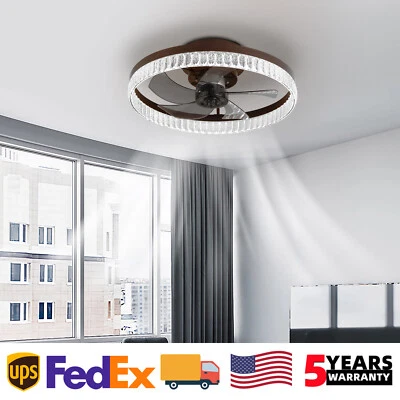 Ventilador de techo de 20 pulgadas moderno marrón montaje empotrado con kit de control remoto APP Foto 1 de 4