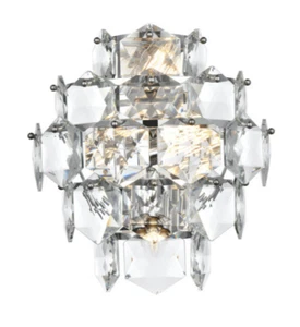 Crystal Wall Sconce Light Fixture Chrome High Quality Living Room Bedroom 15" - Picture 1 of 7