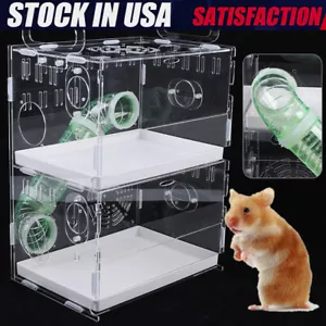 Deluxe 2-Levels Acrylic Hamster Palace Mouse Habitat Gerbil Home Cage Rat House - Picture 1 of 12