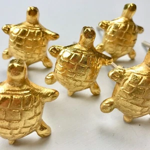 GOLD TURTLE TORTOISE KNOB made from Metal - Drawer Door Kitchen Bedroom - Picture 1 of 8