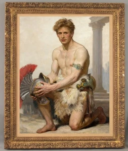 Arte de pintura al óleo hecho a mano jóvenes hombres desnudos sobre lienzo 24"x30" - Imagen 1 de 2