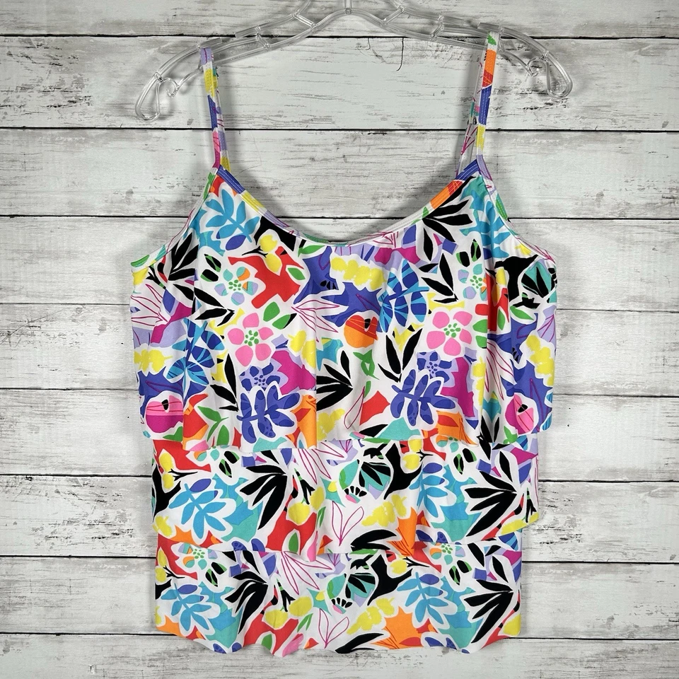 Traje de baño Tankini con capas tropicales Caribbean Joe traje de baño top 16 Foto 1 de 4