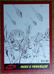 2017 Mars Attack's The Revenge Red Card P-49 MARS II POWERLESS. - Picture 1 of 3