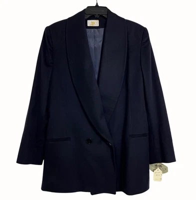 Nuevo con etiquetas Blazer Only At Bloomingdales Mujer 12 Azul Marino 100% Cachemira Loro Piana EE. UU. Abrigo Foto 1 de 4