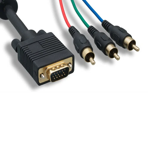 KNTK 15' VGA to 3-RCA Video Cable 28AWG HD15/Component for PC Projector Monitor - Image 1 of 1