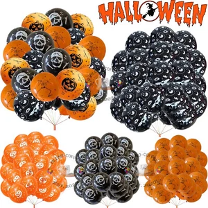 12''Black Halloween Party Balloons Black & Orange Balloons latex Halloween Party - Picture 1 of 5