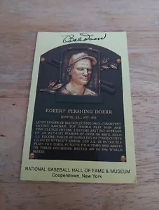BOBBY DOERR Signed Hall of Fame HOF Plaque Postcard - Autograph Auto Red Sox - Picture 1 of 3
