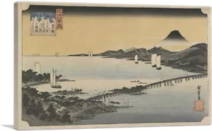 Ocho vistas de Omi - Resplandor nocturno en lona estampado artístico en lona de Utagawa Hiroshige - Imagen 1 de 14
