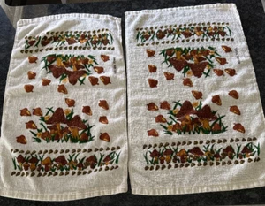 2 vintage mushroom acorn kitchen towels Revere Mills Inc 24" x 15" Cotton - Picture 1 of 9