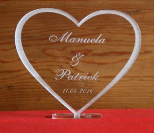 Herz Acrylglas Aufsteller + Gravur Namen +Datum nach Wunsch zu Valentinstag Love - Picture 1 of 1