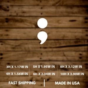 Semicolon |text | typography|Graphic |Vinyl Sticker|Decal for Window|Laptop|Car - Picture 1 of 6