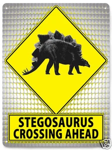 STEGOSAURUS metal STREET SIGN prehistoric DINOSAURS EDUCATIONAL kids decor 523 - Picture 1 of 2