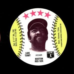 MSA Buckmans Discs 1976 Luis Tiant Boston Red Sox como nuevo - Imagen 1 de 2