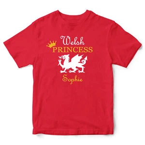 Personalised Welsh Princess Girls T Shirt shirt St Davids Day Kids dewi sant ... - Picture 1 of 8