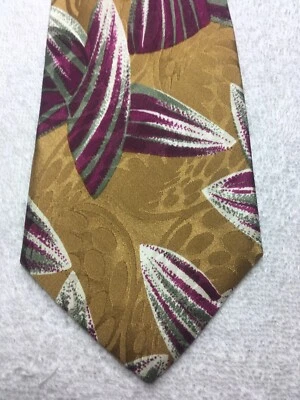 MARTIN WONG MENS TIE GOLD WITH PURPLE AND GRAY 3.75 X 58 - Image 1 of 4
