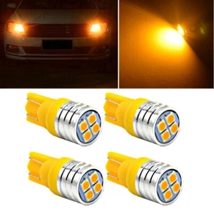 4x 4W T10 W5W 501 921 Backup Light Wedge Sidelight Bright Yellow 4LEDs 3030 12V - Picture 1 of 6