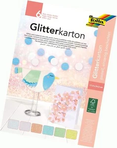 Glitterkarton Pastell 6 Blatt einseitig beschichtet 17,4x 24,5 cm - Bild 1 von 7