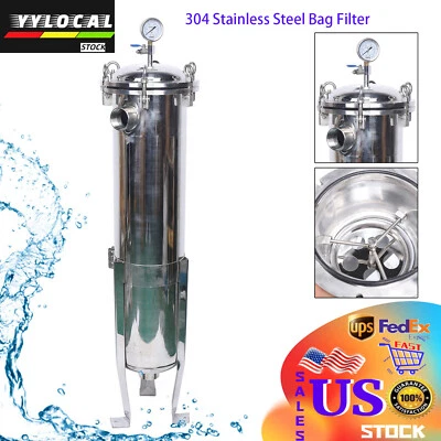 2 Inch NPT Bag Filter Housing 150Psi In/Out #2 Bag W/ Mesh 304 Stainless Steel - Image 1 of 4