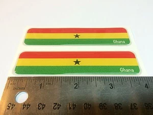 Ghana Flag Domed Decal Emblem Black Stars Car Flexible Sticker 4"x1" Set of 2 - Imagen 1 de 4