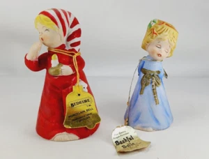 VTG Set Of 2 Jasco 1978 Merri Bells Fine Bisque Porcelain Bell Figurine, 4.5"x2" - Picture 1 of 8