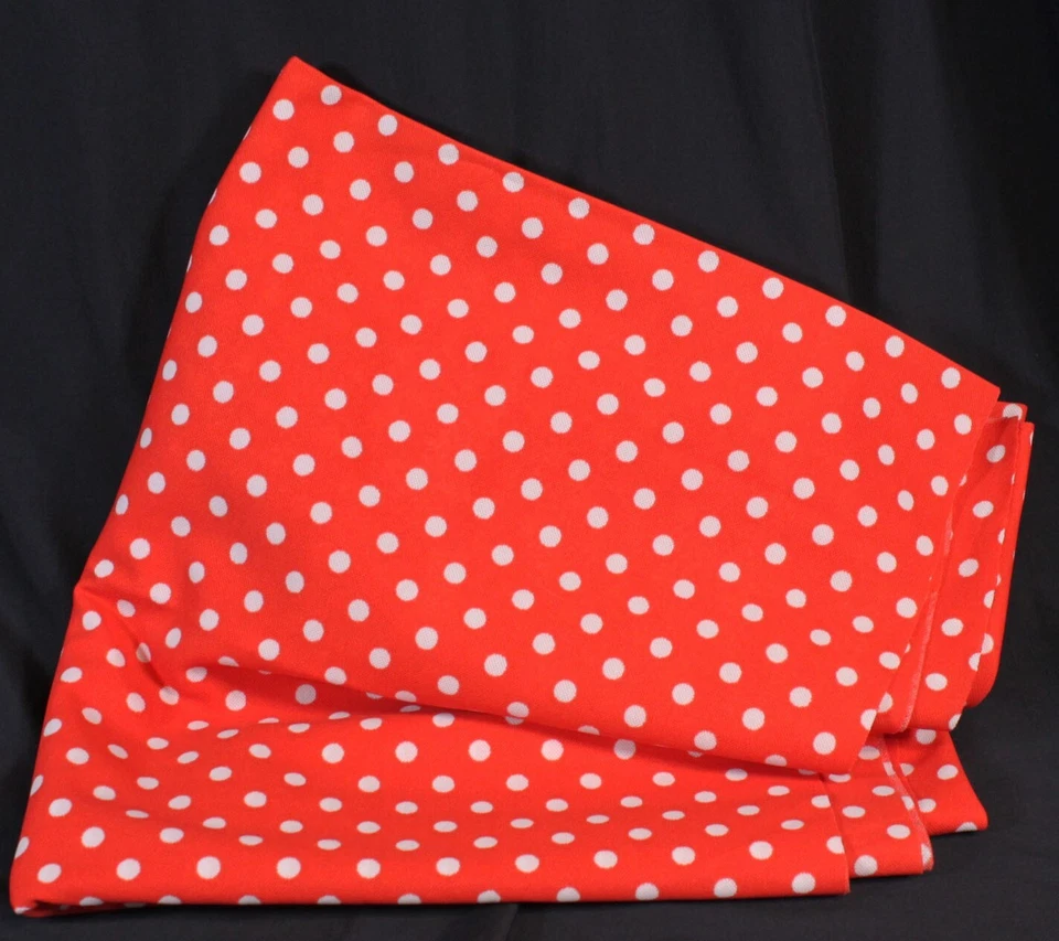 Vtg Fabric Perky Polyester Lot Mod Retro MCM 64x55 Polka Dots Red White Bold - Image 1 of 4