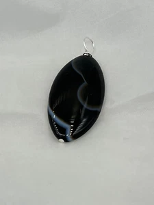 Natürlicher Sardonyx Edelstein flacher spitz ovaler Anhänger - Bild 1 von 1