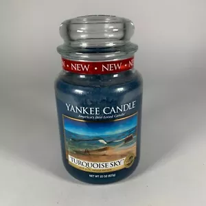 AUSVERKAUFT Yankee Kerze ""TÜRKIS HIMMEL"" groß 22 Unzen Glas unbeleuchtet FRISCH ~ SELTEN ~ NEU - Bild 1 von 9