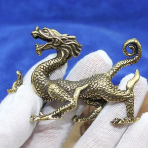Brass Dragon Figurine  Small Statue Home Ornaments Animal Figurines Gift - Picture 1 of 8