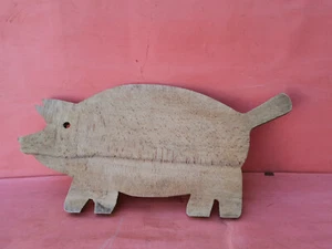 ANTICO LEGNO PRIMITIVO LEGNO ANTICO RARO TAGLIERE PANE FORMA MAIALE INIZIO 20° - Foto 1 di 19