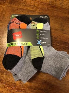 Hanes Crew Socks 6 Pk Performance Boys X-Temp Wicking Breathable Cushion M 9-2.5 - Picture 1 of 6