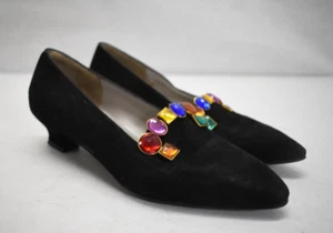 Bruno Magli Tomaia Pelle from Bologna Italy Violet Suede Leather Heels Size 4 B - Picture 1 of 10