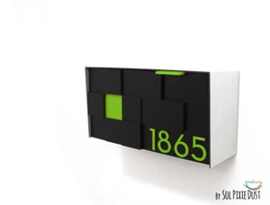 Cassetta postale moderna con faccia 3d, corpo alluminio argento e verde brillante n. - Tipo 3 - Foto 1 di 10
