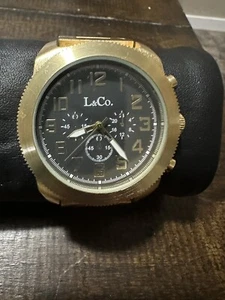 Reloj Pulsera L & Co Latón Cepillado Aspecto Acero Inoxidable Batería Nueva ¡Funciona Muy bien! - Imagen 1 de 7