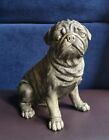 Bronze Effect Large Resin Pug Figurine Ornament 30cm Gift For Dog Lover