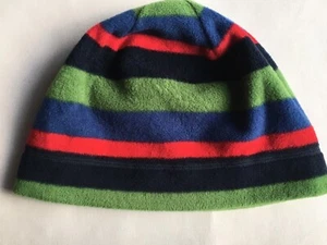 Lands' End Hat Size Youth Large Lands Beanie Winter Kids Green Blue Red Striped - Picture 1 of 12