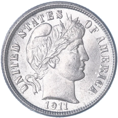 1911 (P) Barber Dime 90% Silver Brilliant Uncirculated BU See Pics N779 Cover