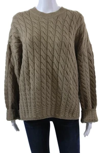 Theory Womens Wool Thick-Knit Long Sleeve Side Split Sweater Green Size S - Picture 1 of 6