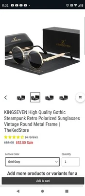 Gafas de sol KINGSEVEN góticas steampunk retro polarizadas de colección marco de metal redondo Foto 1 de 4