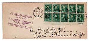 Blocco/10 Imperf 1c Washington sul volo Hammelman Lindbergh Day Spc 1927 - Foto 1 di 2