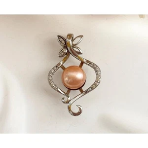 Rosegold Rosa Perle CZ Edelstein Sterling Silber 925 Vintage Anhänger | Charm - Bild 1 von 8