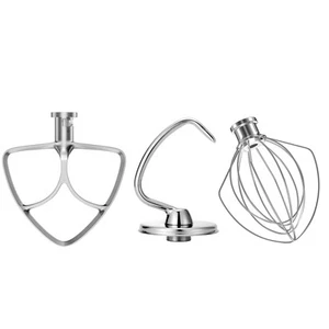 Stainless Steel Stand Mixer Attachments 3-Piece for KitchenAid 4.5-5 Qt Tilt ... - Picture 1 of 7