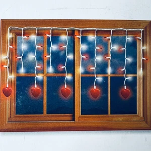 Set 2 Valentine Heart String Lights Lighted 36" Love Party Room Decoration Red - Picture 1 of 9