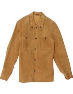 VINTAGE Mens Suede Shirt XS Beige DS48 - Picture 1 of 3