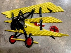 Vintage Wandbehang "Homco" Gusseisen gelb Bi-Plane #1232-BX-B von 1975 - Bild 1 von 3