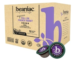beaniac Organic Full On French Roast, Dark Single 72 Count - Picture 1 of 8