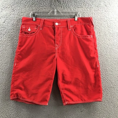 Traje de baño True Religion Board Shorts para hombre 34 rojo botón frontal cremallera mosca informal Foto 1 de 4
