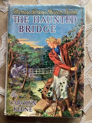 1954 Blue Tweed edition,  Nancy Drew The HAUNTED BRIDGE Grosset & Dunlap w/ DJ - Image 1 of 4