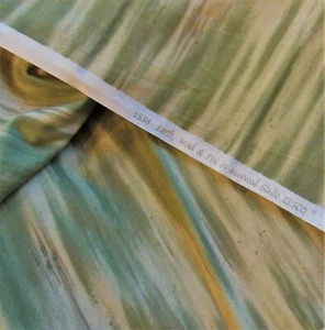3/4 yd+ Green Tan EARTH WIND FIRE Maywood Fabric 1538 Blender Cotton Quit Fabric - Picture 1 of 2