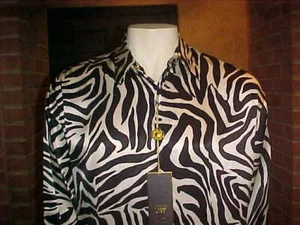 NWT MEN'S CREME DE SILK STYLE ZEBRA PRINT SILK SHIRT  OUTSTANDING SZ. MEDIUM - Picture 1 of 4