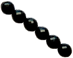 6 Jet Black Gem Cut Czech Fire Polished Glass 14mm Faceted Round Focal Beads - Picture 1 of 2